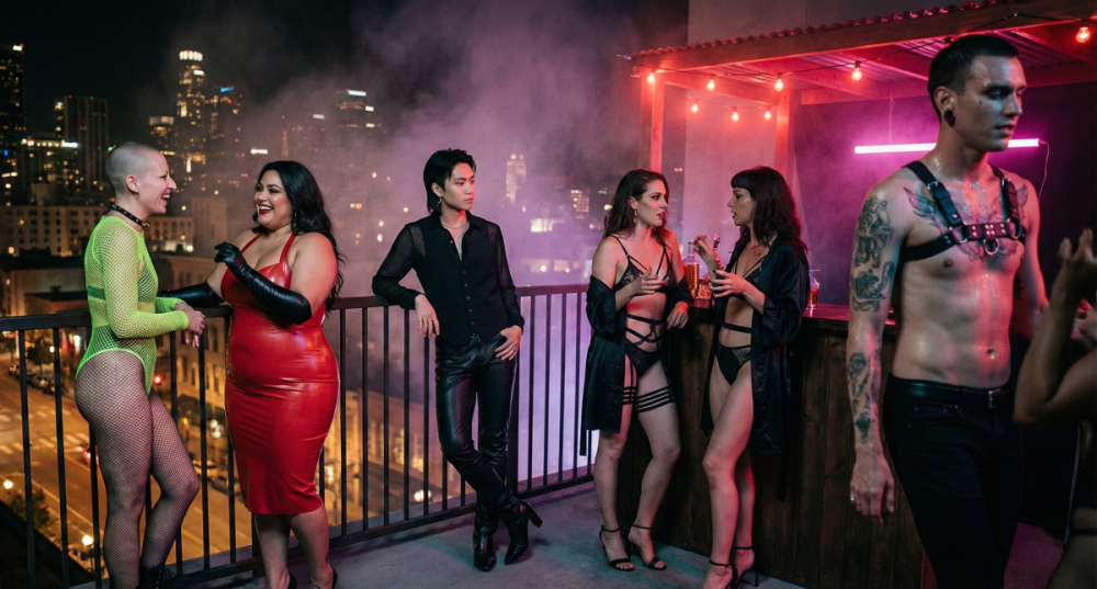 Diverse Menschen auf einer Kinky Party in Berlin